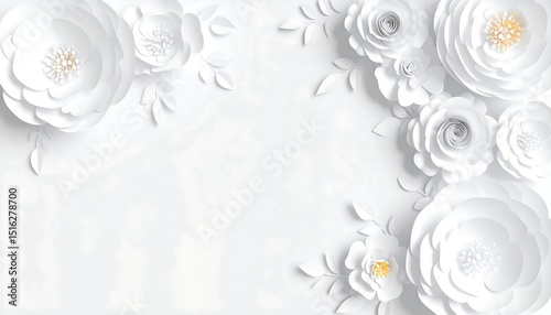 White Paper Flowers with Elegant Border.