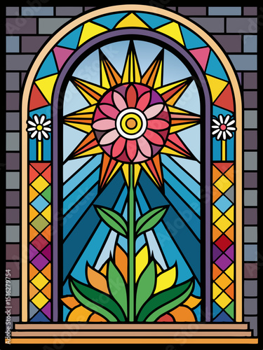flower , Stained Glass Style, Full body , window temple	
sun, stained glass style, full body, window temple, glass, window, stained, church, stained glass, religion, cathedral, art, saint, religious, 