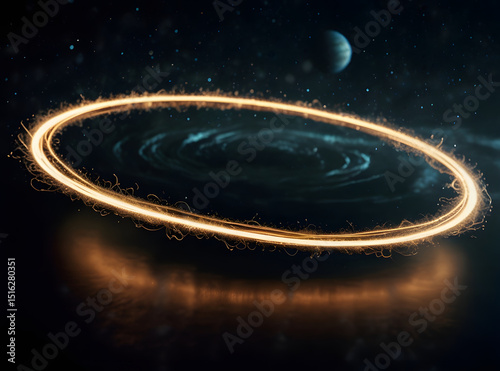 Milky Way rings extraterrestrial planets colorful fantasy with black holes in midair