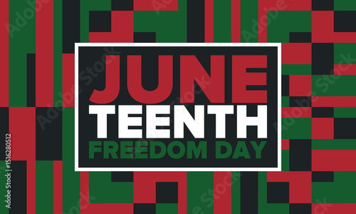Juneteenth Independence Day. Freedom or Emancipation day. Annual american holiday, celebrated in June 19. African-American history and heritage. Poster, greeting card, banner and background. Vector