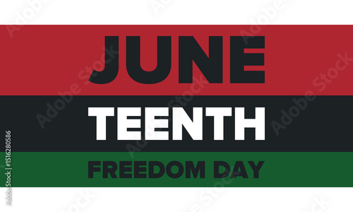 Juneteenth Independence Day. Freedom or Emancipation day. Annual american holiday, celebrated in June 19. African-American history and heritage. Poster, greeting card, banner and background. Vector