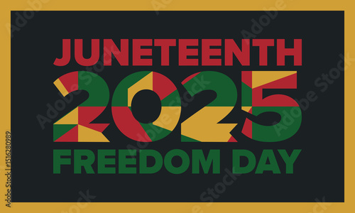 Juneteenth Independence Day. Freedom or Emancipation day. Annual american holiday, celebrated in June 19. African-American history and heritage. Poster, greeting card, banner and background. Vector