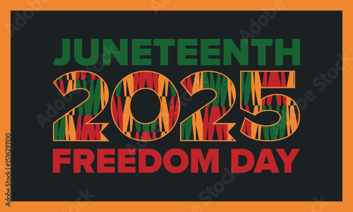 Juneteenth Independence Day. Freedom or Emancipation day. Annual american holiday, celebrated in June 19. African-American history and heritage. Poster, greeting card, banner and background. Vector