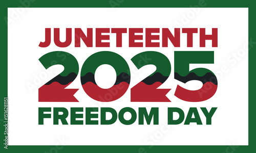 Juneteenth Independence Day. Freedom or Emancipation day. Annual american holiday, celebrated in June 19. African-American history and heritage. Poster, greeting card, banner and background. Vector
