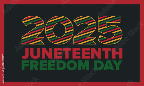 Juneteenth Independence Day. Freedom or Emancipation day. Annual american holiday, celebrated in June 19. African-American history and heritage. Poster, greeting card, banner and background. Vector