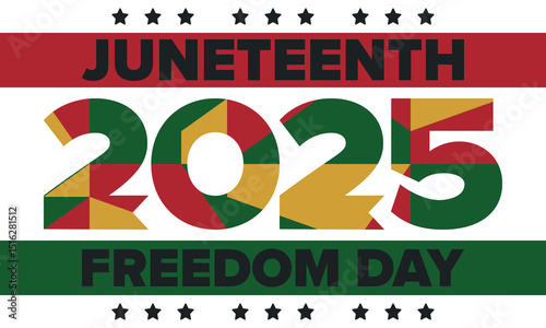 Juneteenth Independence Day. Freedom or Emancipation day. Annual american holiday, celebrated in June 19. African-American history and heritage. Poster, greeting card, banner and background. Vector