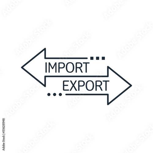 Movement, exchange of goods, services. Import, export. Vector linear icon illustration isolated on white background. 