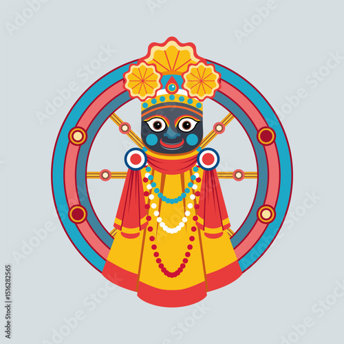 Happy Rath Yatra holiday background. Lord Jagannath. Flat print t-shirt design