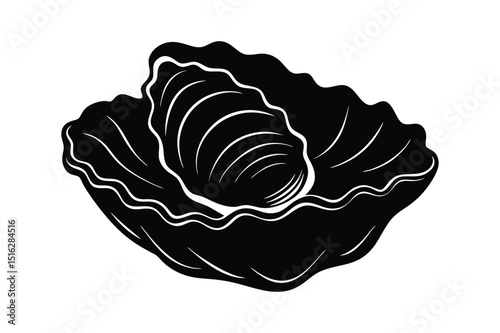 Shell of mussels silhouette vectors illustration icon