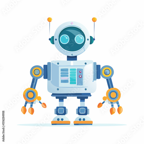 Friendly Robot Character Design Futuristic AI Bot Illustration
