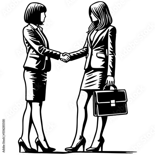 Businesswomen Hand Shake Illustration.