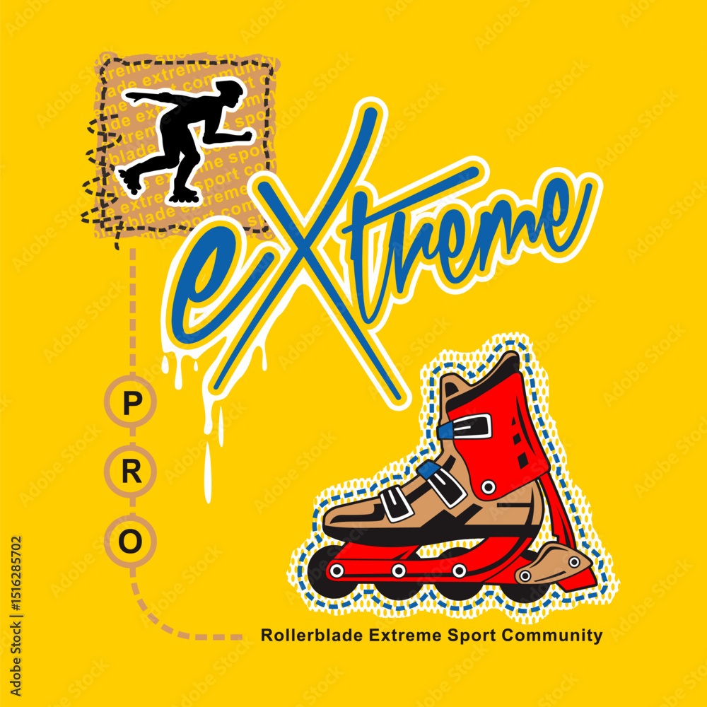 Fototapeta premium roller skate sport typography slogan. Vector illustration