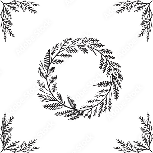 Floral design logo element. floral border, frame corners 