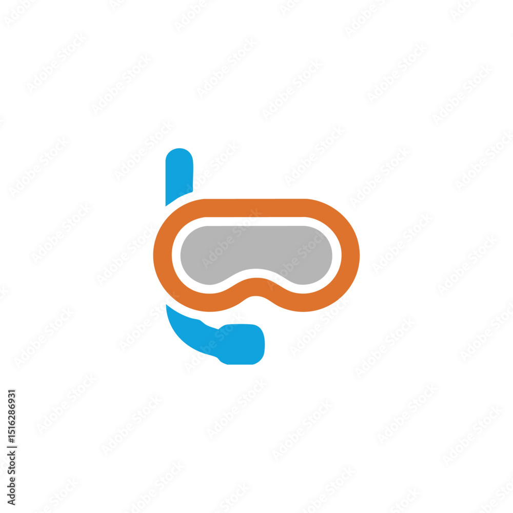 Fototapeta premium Diving goggles icon logo flat vector design