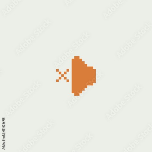 Pixelated audio mute icon logo flat vector design