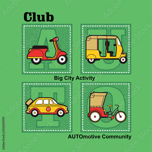  driver city car. Vector cartoon illustration