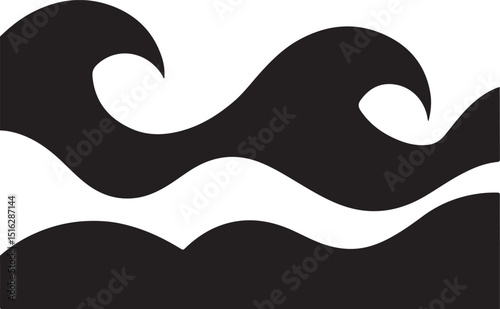 sea wave silhouette, sea wave silhouette isolated on white background.