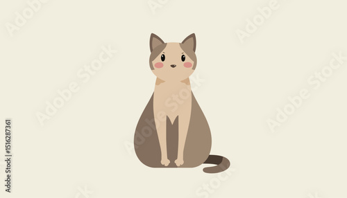 Adorable Sitting Cat Illustration Simple, Cute, and Friendly Feline Design