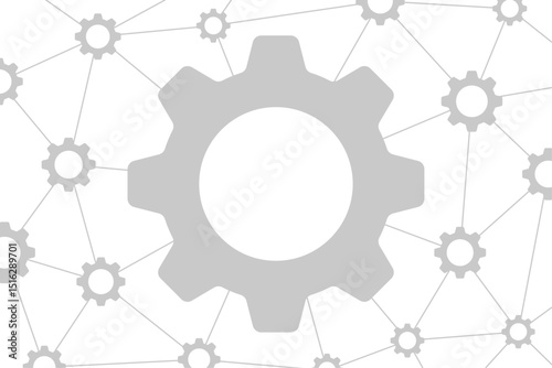 Wheel gear with network connection on white background. Vector Illustration