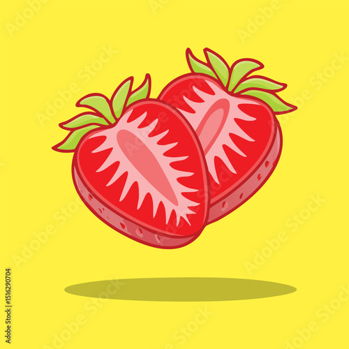 Sweet Juicy Strawberry Halves A Delightful Summer Fruit Illustration