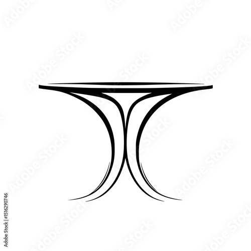 Icon set featuring minimalist design of a table with elegant curved legs for modern aesthetics