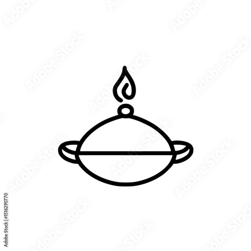 Icon set featuring traditional lamp design with flame and circular base for various digital applications