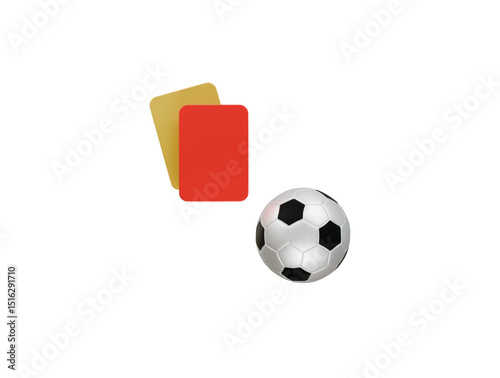 football red and yellow card icon 3d illustration render