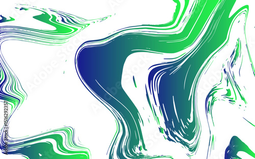 Abstract fluid art composition featuring dynamic swirls of green, blue, and white. Marbled, liquid-like texture with smooth curves and flowing gradients. Expressive and modern, evoking motion.