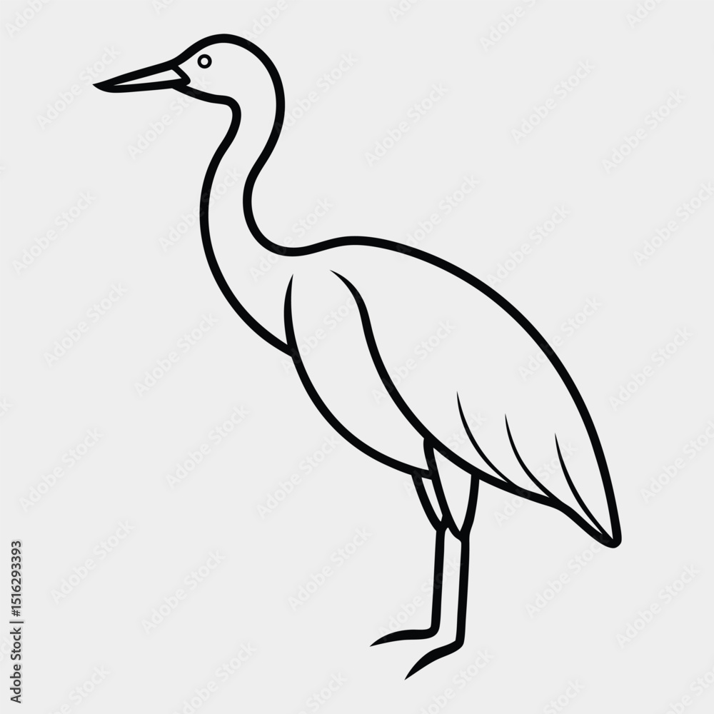 Fototapeta premium Line art of a bittern on the white background.9.eps
