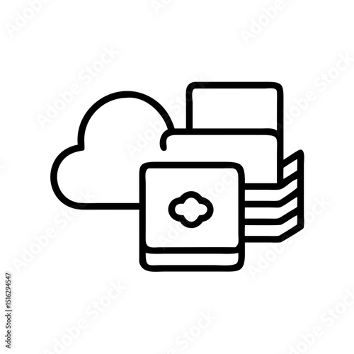 Cloud storage icon with stacked file documents
