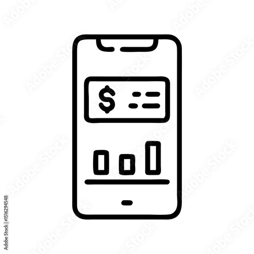 Mobile finance dashboard icon with dollar and chart