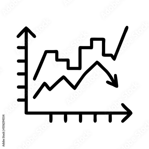 Market trend icon with rising and falling graph