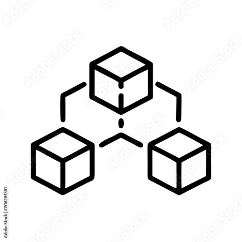 Connected cubes icon representing data network