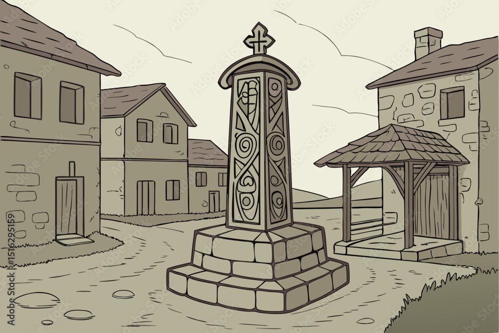 Obraz premium ancient relic, medieval village