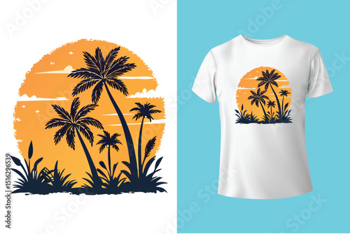 Summer T-Shirt Design – Tropical Vibes, Beach Life, and Sunshine Graphic Tee