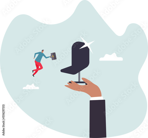 Career advancement, job promotion or career development or management or executive opportunity in company .character for design.