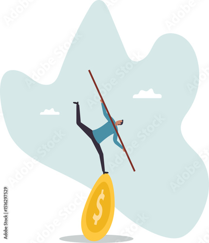 Financial and business risk, banking loan and debt risk, stability or balance of economics and investment or risk for losing job.character for design.