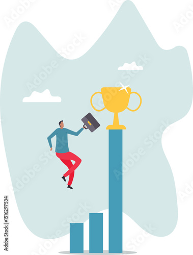 Motivation to drive success, achievement or reward motivate employee to improve and succeed, benefit, prize award .character for design.