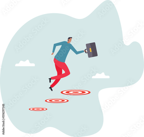 Aspiration and motivation to achieve bigger business target, advancement in career or business growth.character for design.