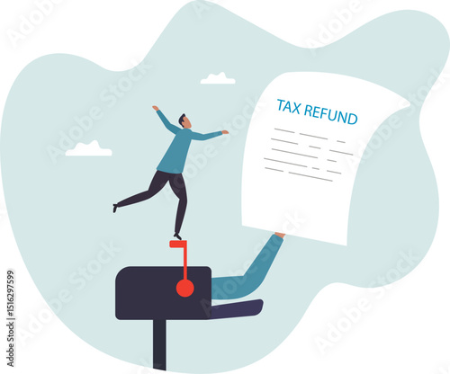 Tax refund or rebate credit.business concept.flat character.character for design.