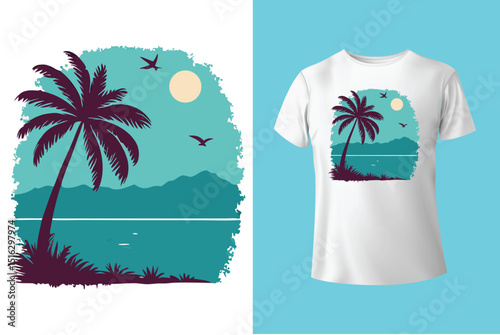 Summer T-Shirt Design – Tropical Vibes, Beach Life, and Sunshine Graphic Tee