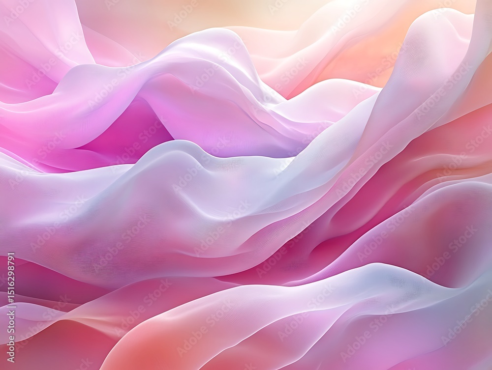 Fototapeta premium Abstract pastel waves flow with a smooth silky texture and delicate hues