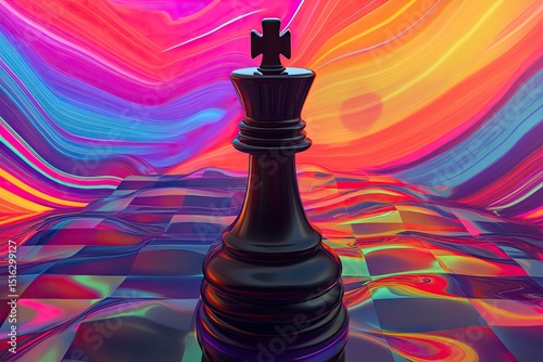 Abstract chess king on vibrant background
