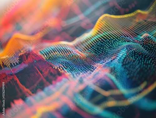 Abstract data visualization, colorful wave patterns