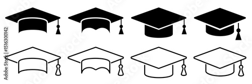 Graduation hat. Graduation hat icon set