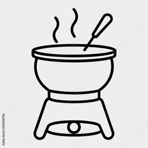 line art of a fondue pot on the-white background 03.eps
