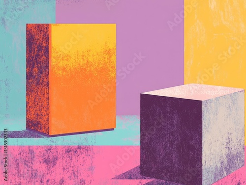 Abstract geometric shapes on colorful background