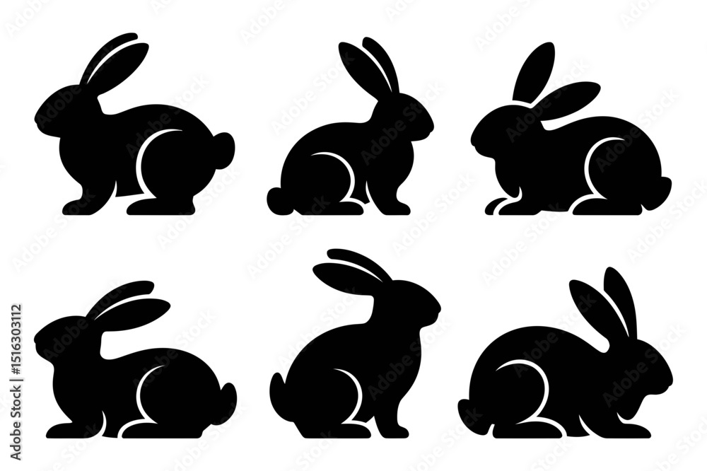 Fototapeta premium set of rabbits silhouettes