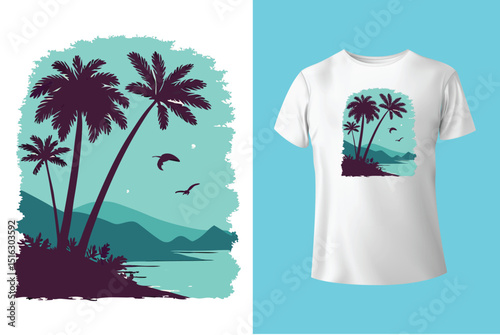 Summer T-Shirt Design – Tropical Beach Vibes, Sunshine Fun, and Vacation Style Graphic