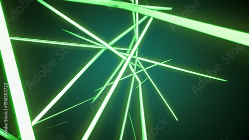 Abstract neon green lines crisscrossing a dark background